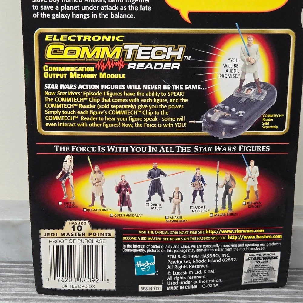 1998 Star Wars Episode I Battle Droid Action Figure CommTech Chip, Hasbro, 84092
